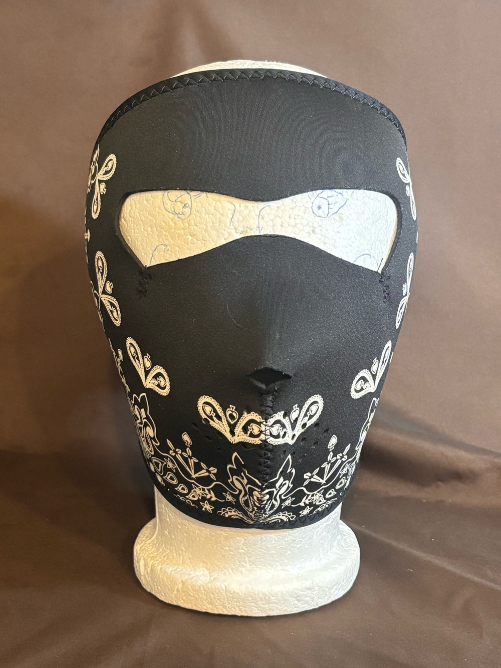 ZAN Headgear Black Paisley Neoprene Full Face Mask Motorcycle Ski Biker